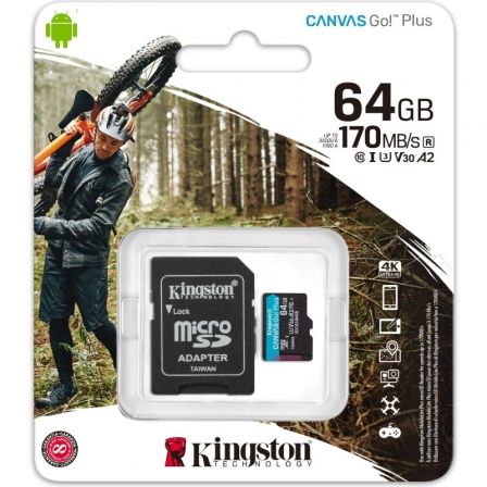 Kingston Canvas Go! Plus 64GB microSDXC U3 V30 A2 con Adaptador SD